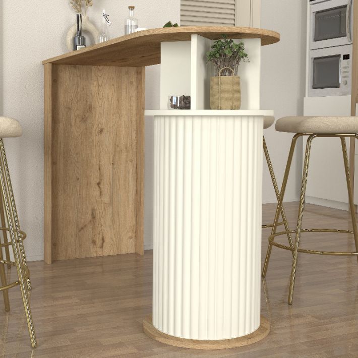 Τραπέζι μπαρ Bohema Megapap χρώμα sepet oak - ivory 150x51,6x101,8εκ.
