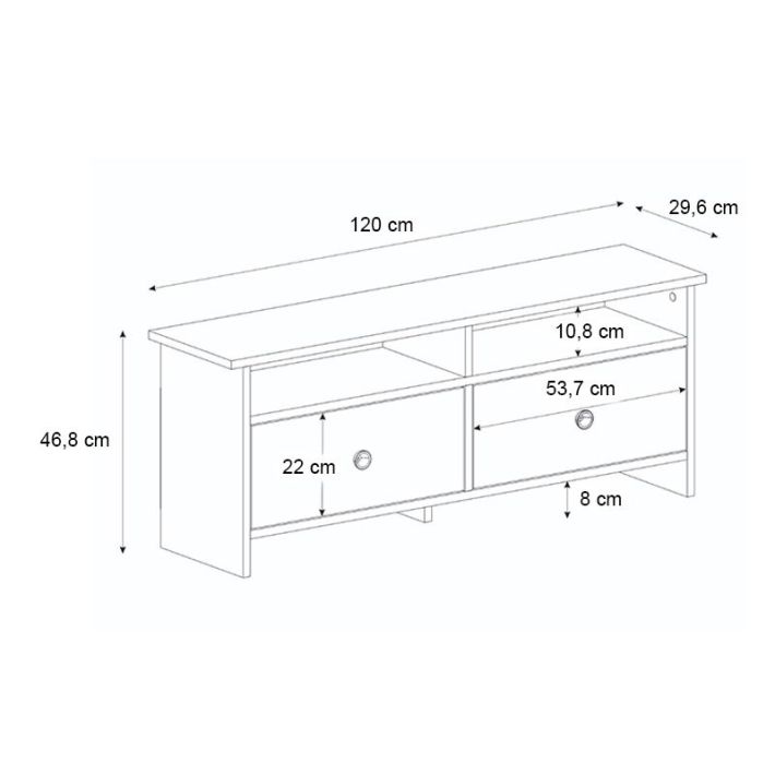 Έπιπλο τηλεόρασης Gradias Megapap χρώμα λευκό - sapphire oak 120x29,6x46,8εκ.