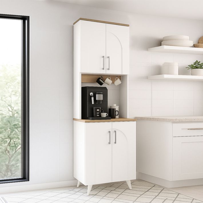 Έπιπλο κουζίνας Kalira 2 Megapap χρώμα λευκό - rota oak 60x40x196εκ.