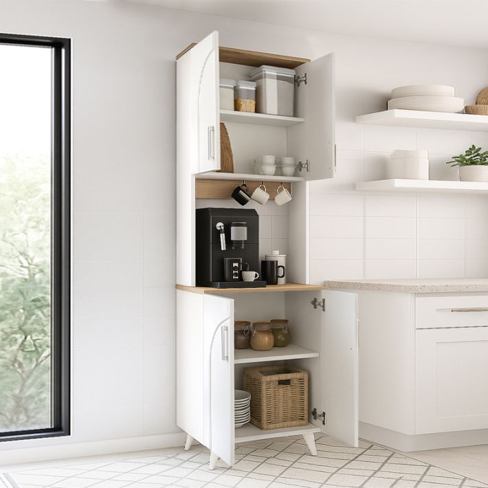 Έπιπλο κουζίνας Kalira 2 Megapap χρώμα λευκό - rota oak 60x40x196εκ.