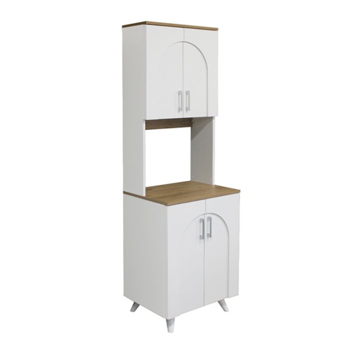Έπιπλο κουζίνας Kalira 2 Megapap χρώμα λευκό - rota oak 60x40x196εκ.