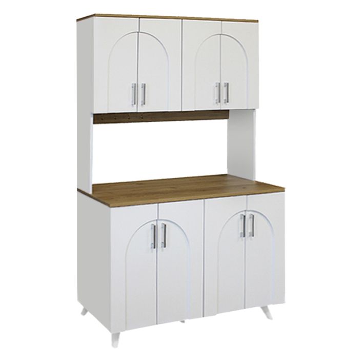 Έπιπλο κουζίνας Kalira 4 Megapap χρώμα λευκό - rota oak 120x40x196εκ.