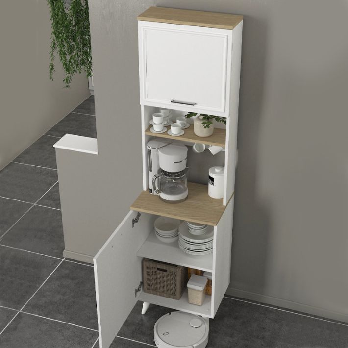 Έπιπλο κουζίνας Potter 1 Megapap χρώμα λευκό - rota oak 53,4x39,6x196,1εκ.