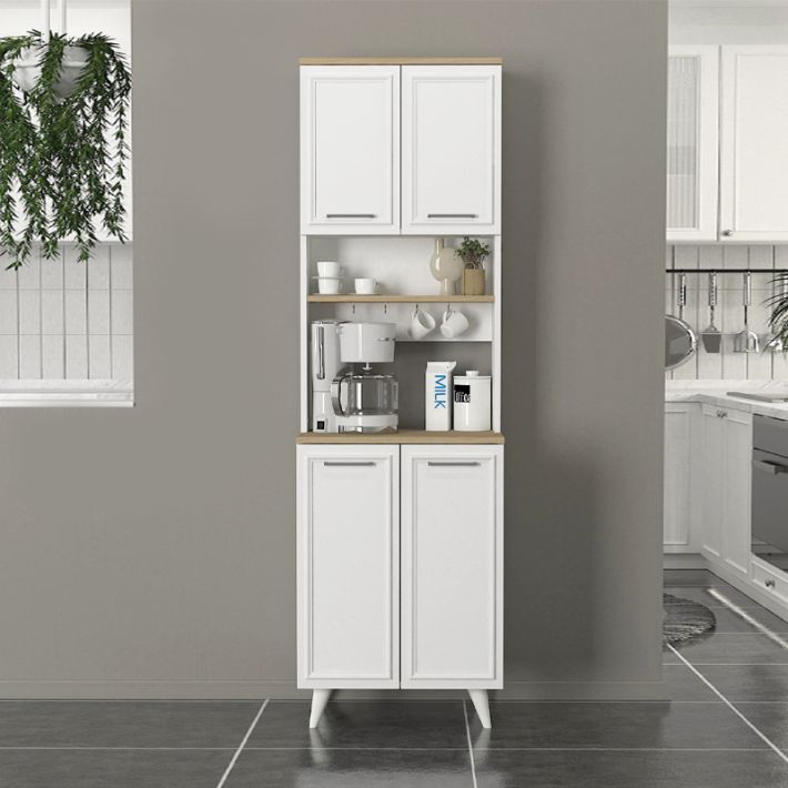 Έπιπλο κουζίνας Potter 2 Megapap χρώμα λευκό - rota oak 60x40x196,1εκ.