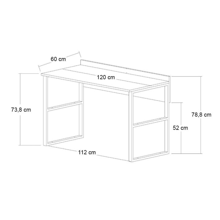 Γραφείο εργασίας Rana Megapap χρώμα καρυδί - μαύρο 120x60x78,8εκ.
