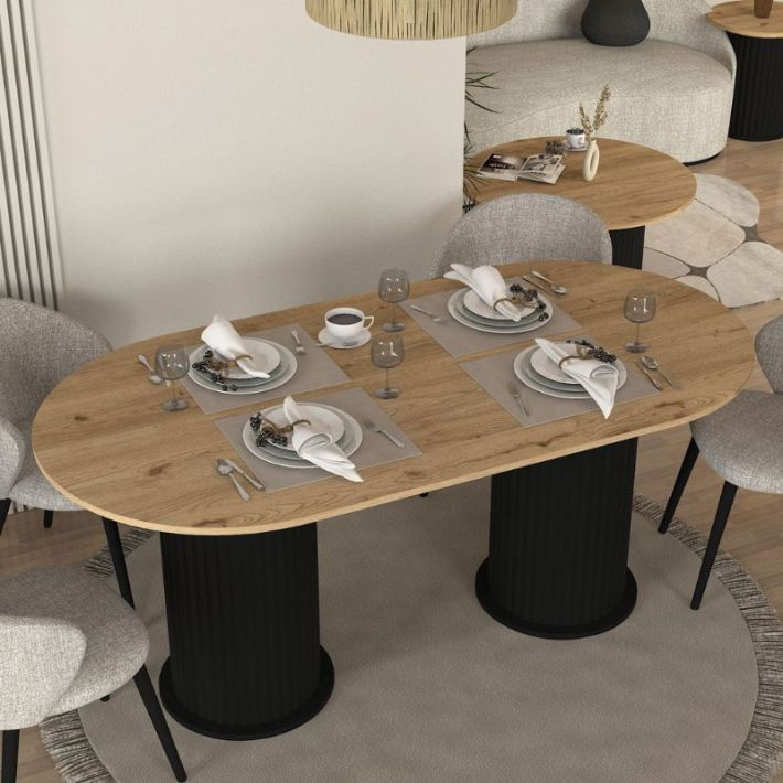 Τραπέζι Bohema Megapap χρώμα μαύρο - sepet oak 180x90x77,7εκ.