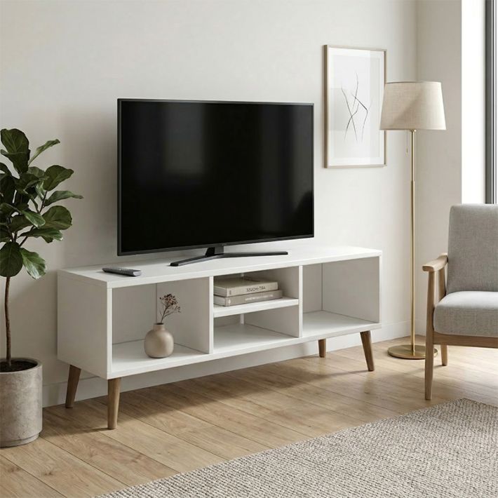 Έπιπλο τηλεόρασης Loren Megapap χρώμα λευκό 120x30x40εκ.