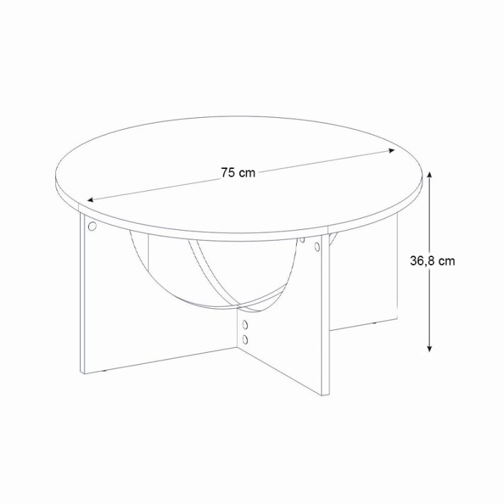 Τραπεζάκι σαλονιού Lemmar Megapap χρώμα sandstone Ø75x36,8εκ.