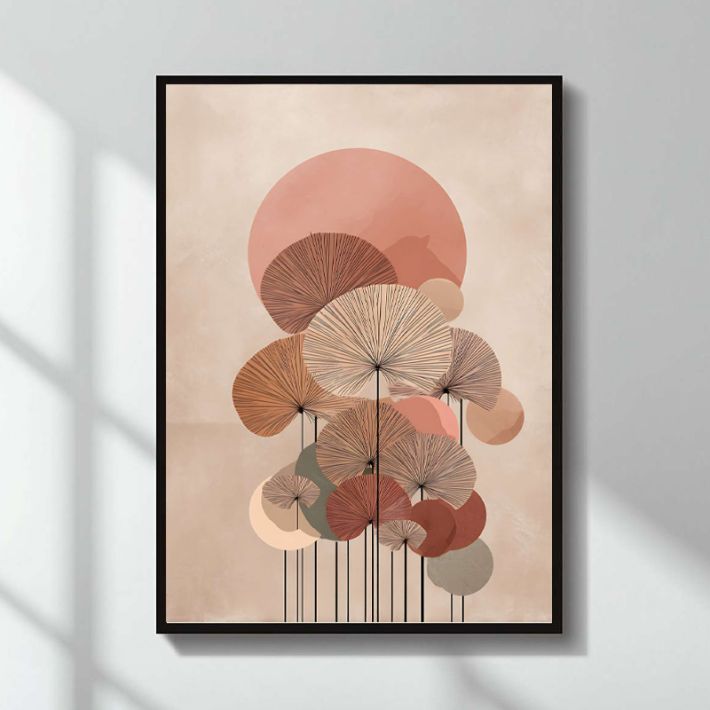 Πίνακας "Pink Leaves" Megapap ψηφιακής εκτύπωσης 50x70εκ.