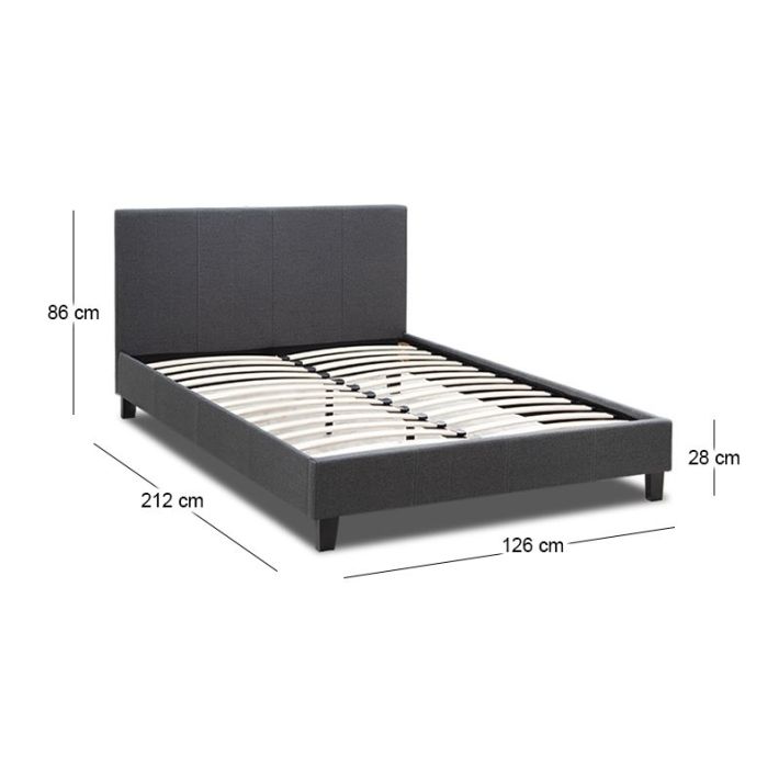 Κρεβάτι Flat Megapap υφασμάτινο χρώμα ανθρακί 120x200εκ.