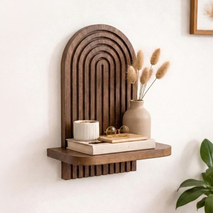 Ραφιέρα τοίχου Artwill Megapap Mdf χρώμα wenge 26x13x35εκ.