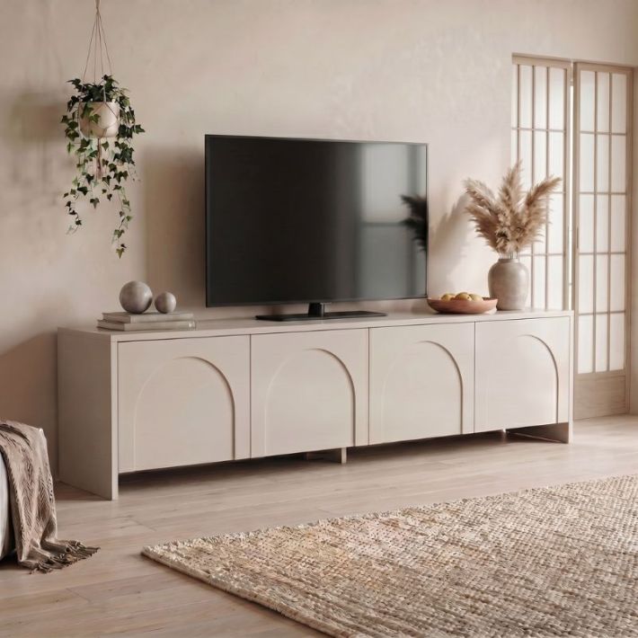 Έπιπλο τηλεόρασης Aurelia Megapap χρώμα κρεμ 180x32x45εκ.