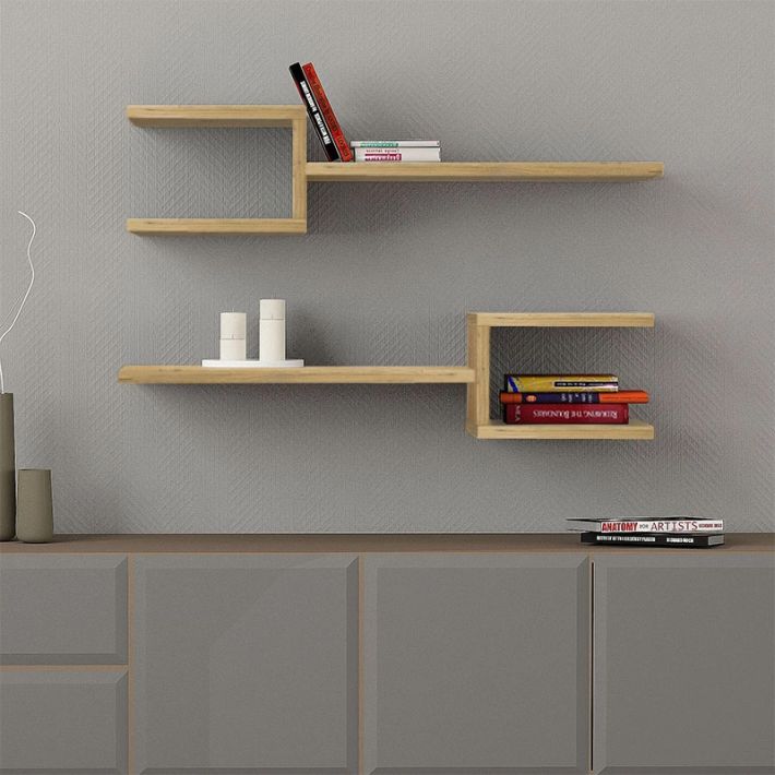 Ράφια Τοίχου Fork Sapphire Oak (2τμχ) 75x19.5x18εκ. GP037-0076,4