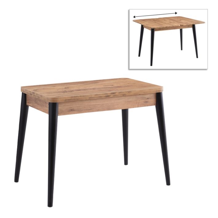 Τραπέζι Dolunay Megapap επεκτεινόμενο χρώμα atlantic pine - μαύρο 100x60(120x100)x79,5εκ.