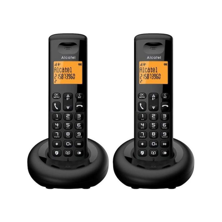 Alcatel E160 Ασύρματο Τηλέφωνο Duo με Ελληνικό Μενού Μαύρο