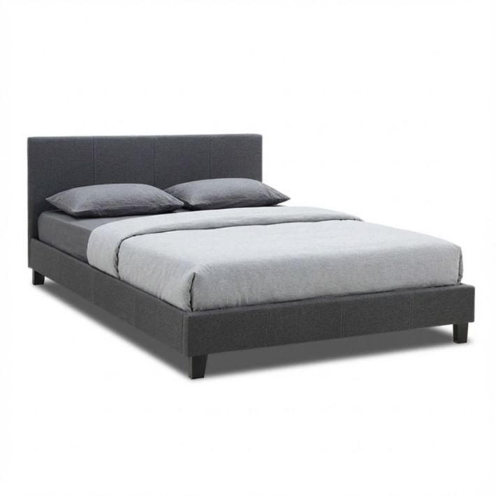 Κρεβάτι Flat Megapap υφασμάτινο χρώμα ανθρακί 150x200εκ.