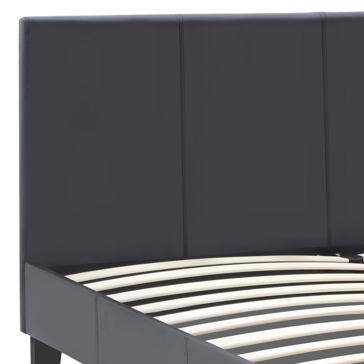 Κρεβάτι Flat Megapap από τεχνόδερμα χρώμα μαύρο ματ 150x200εκ.