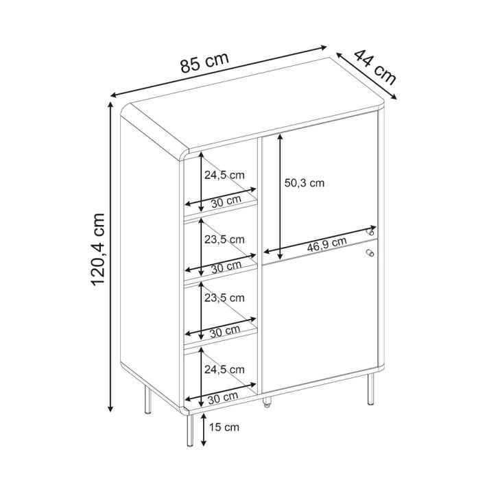 Μπουφές Colia Megapap χρώμα sepet oak 85x44x120,4εκ.