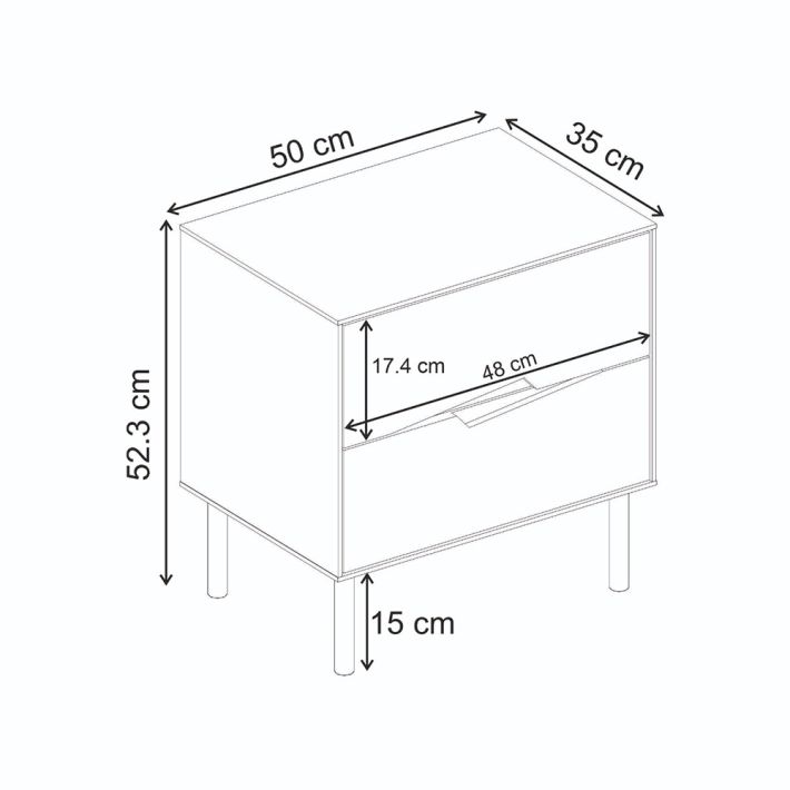 Κομοδίνο Marquise Megapap χρώμα sandstone 50x35x52,3εκ.