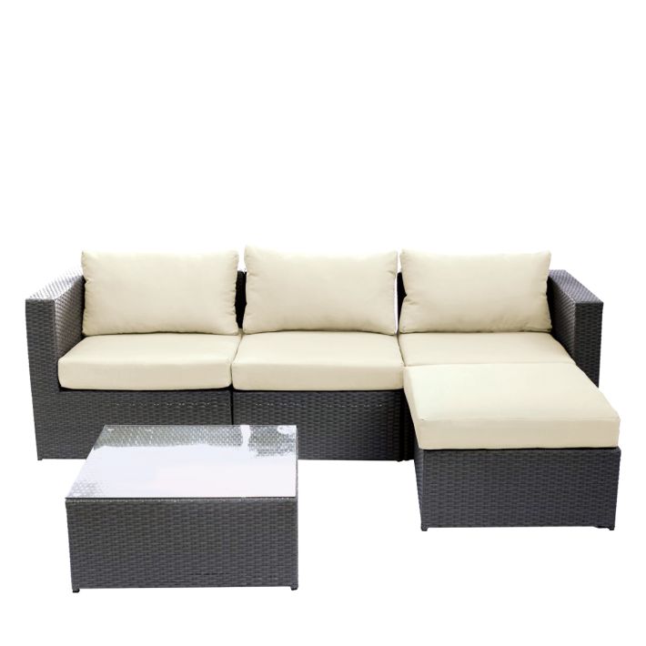Σετ Σαλόνι Κήπου Artelibre Haiti Σκούρο Γκρι Μέταλλο/rattan 3θ. Καναπές+τραπεζάκι+υποπόδιο