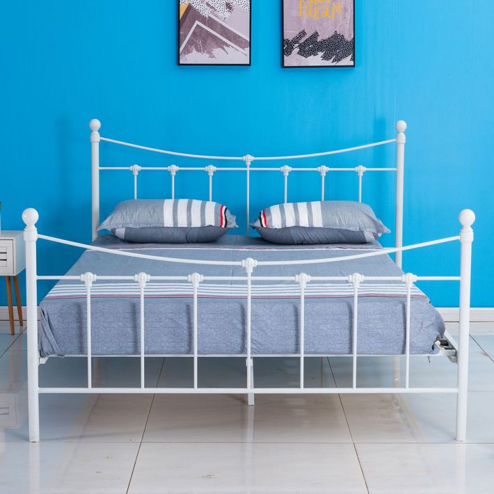 Κρεβάτι Artelibre Sophie Μεταλλικό Sandy White 210x168x110cm (Στρώμα 160x200cm)