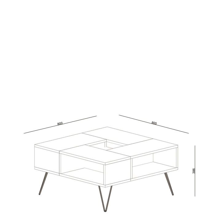 Τραπεζάκι Σαλονιού Artelibre Donousa Δρυς/μαύρο 80x80x38.6cm