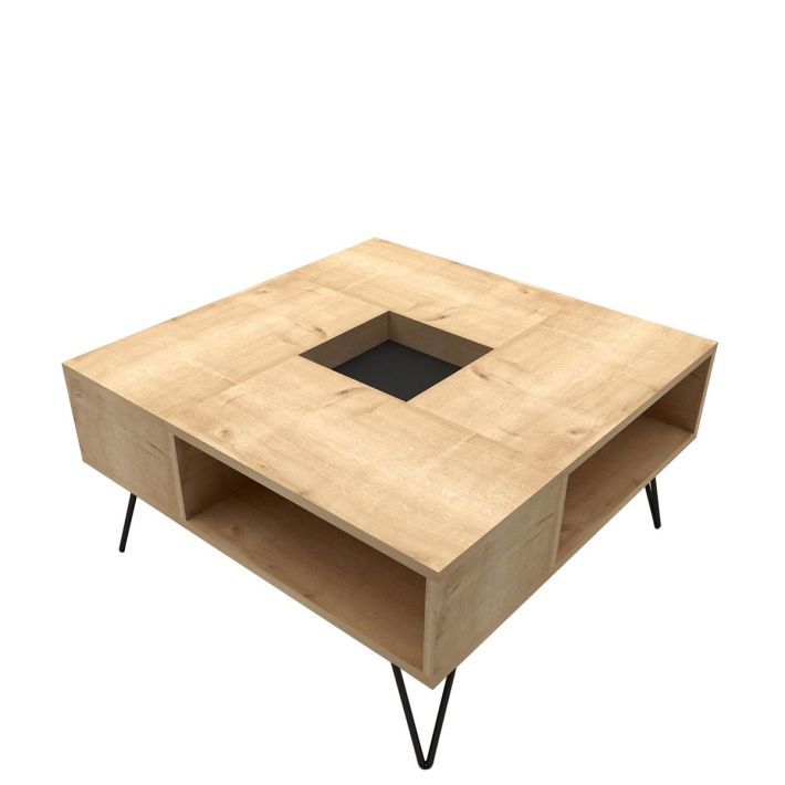 Τραπεζάκι Σαλονιού Artelibre Donousa Δρυς/μαύρο 80x80x38.6cm