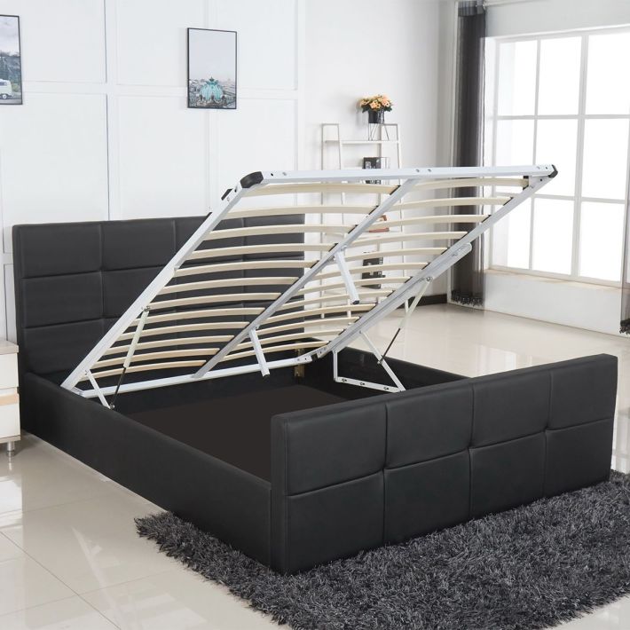 Κρεβάτι Artelibre Anemone Μαύρο pu με Αποθηκευτικό Χώρο 217.5x170.5x100cm(στρώμα 160x200cm)