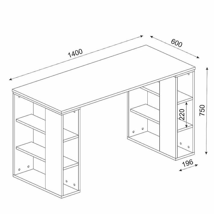 Γραφείο Artelibre Wimsey Λευκό/sapphire Μοριοσανίδα/μελαμίνη 140x60x74cm