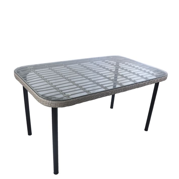 Τραπέζι Κήπου Artelibre Ampius Γκρι/μαύρο Μέταλλο/rattan/γυαλί 160x90x73cm