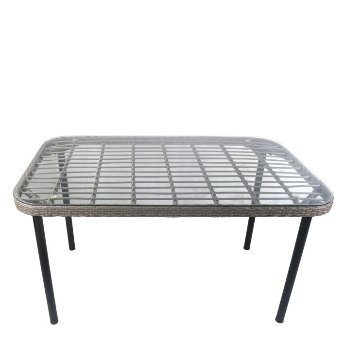 Τραπέζι Κήπου Artelibre Ampius Γκρι/μαύρο Μέταλλο/rattan/γυαλί 160x90x73cm