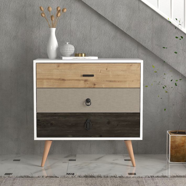Συρταριέρα Artelibre Kimolos Λευκό/φυσικό/καφέ 80x40x79cm