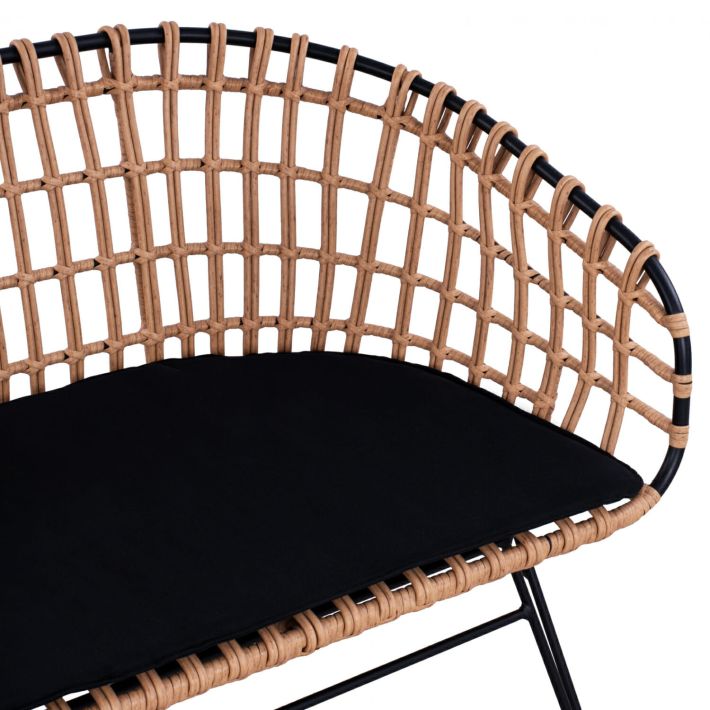 Καναπές Κήπου Artelibre Arvenius Φυσικό/μαύρο Rattan 124x57x77cm