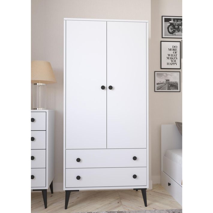 Ντουλάπα Δίφυλλη Artelibre Amari Λευκό Μοριοσανίδα 82x48x180cm