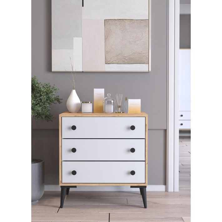 Συρταριέρα Artelibre Amari Δρυς/λευκό Μοριοσανίδα 72x43x79cm