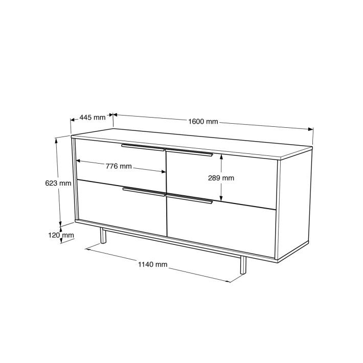 Μπουφές Artelibre Cartmel Λευκό Μοριοσανίδα/μέταλλο 44.5x160x74.3cm