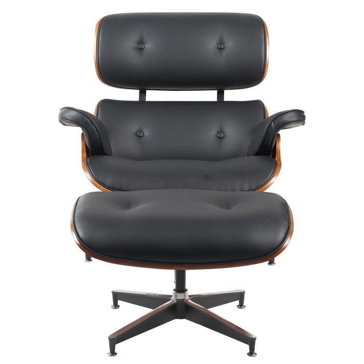 Πολυθρόνα Relax Artelibre Miren με Υποπόδιο Μαύρο/καφέ Ξύλο/pu 82x92x78cm