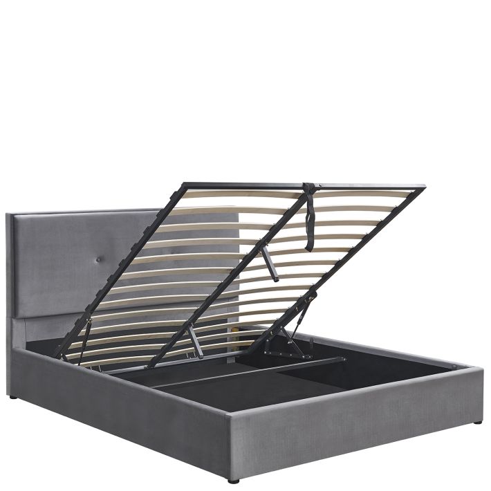 Κρεβάτι Υπέρδιπλο Artelibre Yuma Γκρι Ύφασμα 214x1170x10cm (Στρώμα 160x200cm)