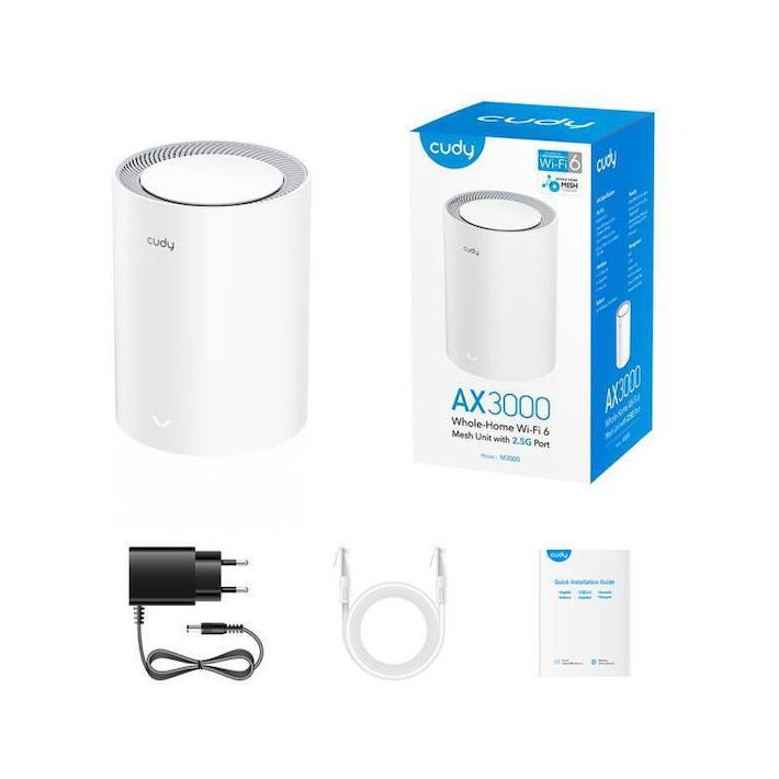 Cudy M3000 v2 WiFi Mesh Network Access Point Wi-Fi 6 Dual Band (2.4 & 5GHz) Λευκό