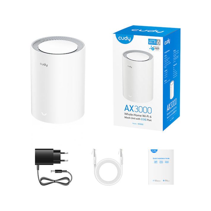 Cudy M3000 v2 WiFi Mesh Network Access Point Wi-Fi 6 Dual Band (2.4 & 5GHz) Λευκό