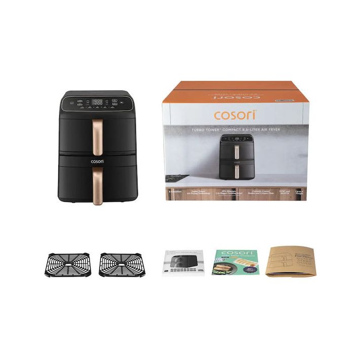 Cosori Air Fryer με Διπλό Αποσπώμενο Κάδο 8.6lt Μαύρο 1391504