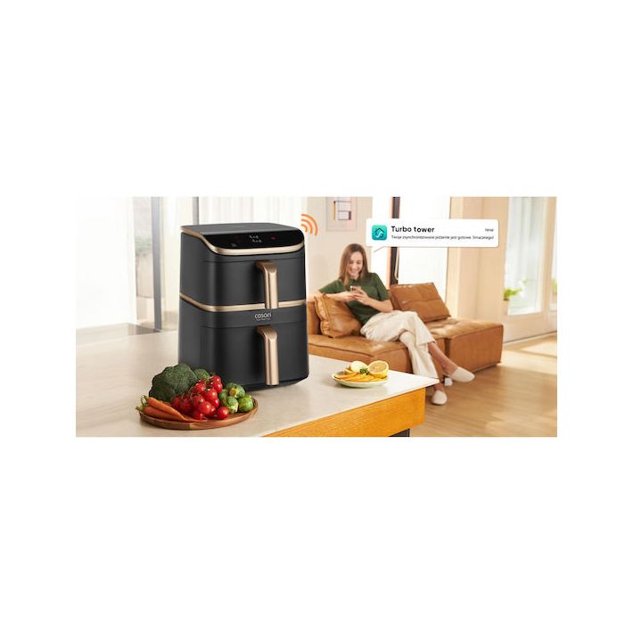 Cosori Turbo Tower Pro Air Fryer με Wi-Fi & Διπλό Αποσπώμενο Κάδο 10.8lt Μαύρο