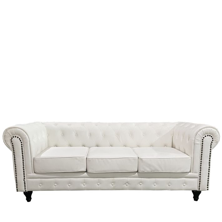 Καναπές Τριθέσιος Artelibre Avery Λευκό pu 208x90x73cm