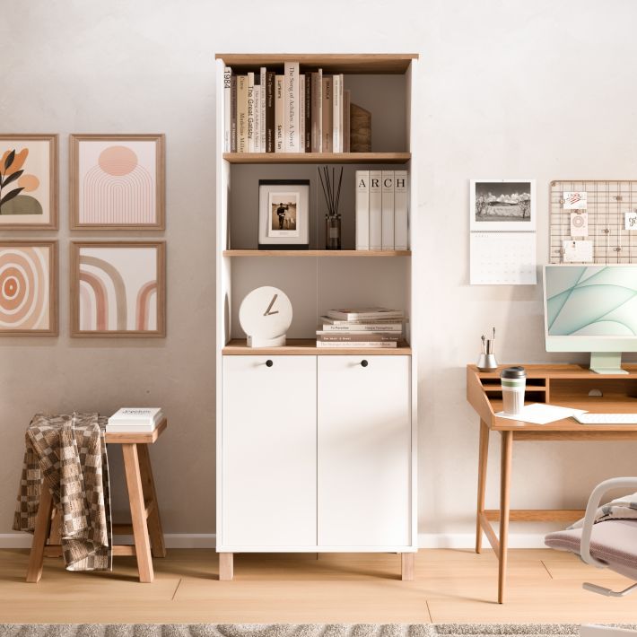 Βιβλιοθήκη Artelibre Bragi Λευκό/φυσικό Μοριοσανίδα 69.5x32x180cm