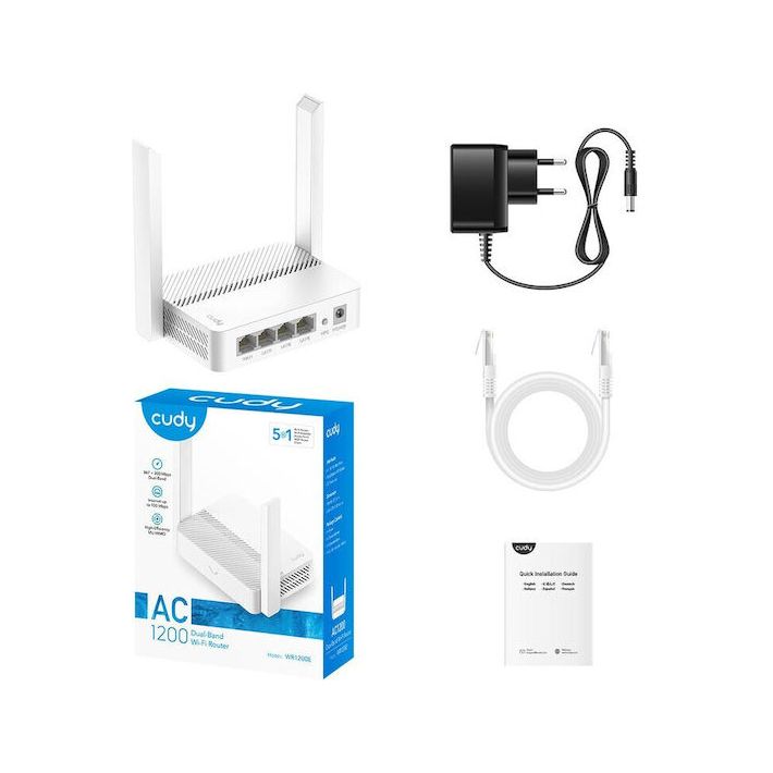 Cudy WR1200Ε v1 Ασύρματο Router Wi‑Fi 5 με 4 Θύρες