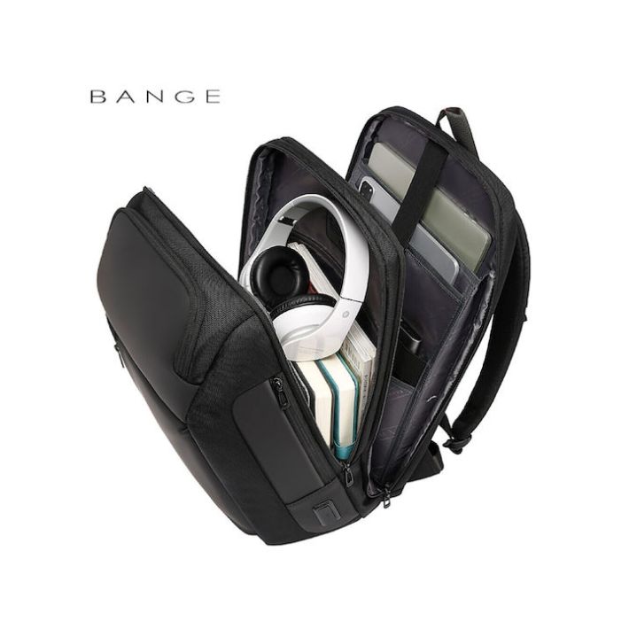 Bange 7663 Αδιάβροχη Τσάντα Πλάτης για Laptop 15.6" με Θύρα USB σε Μαύρο χρώμα