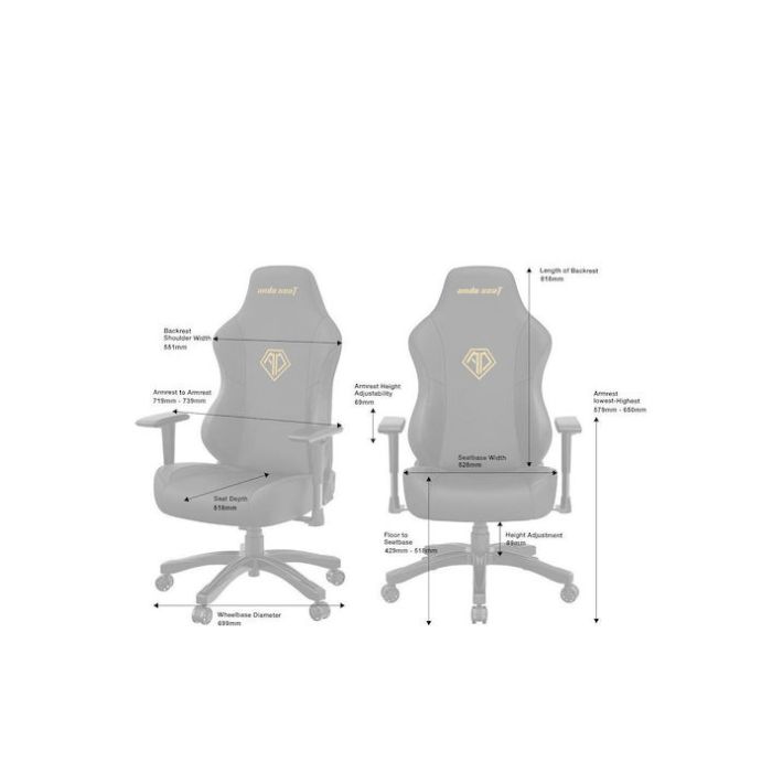 Anda Seat Phantom 3 Καρέκλα Gaming Δερματίνης με Ρυθμιζόμενα Μπράτσα Elegant Black