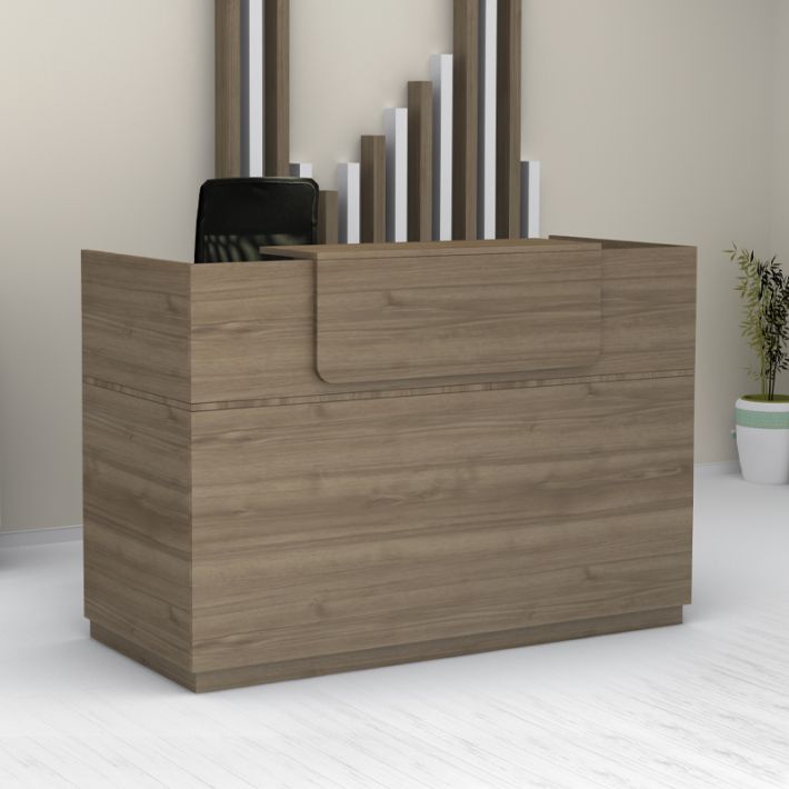 Γραφείο υποδοχής - reception Lemmon Megapap χρώμα καρυδί 160x70x110εκ.
