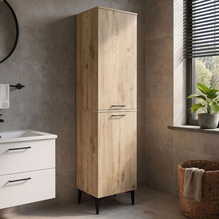 Ντουλάπι με καλάθι απλύτων Singa Megapap χρώμα sepet oak 45x40x180εκ.