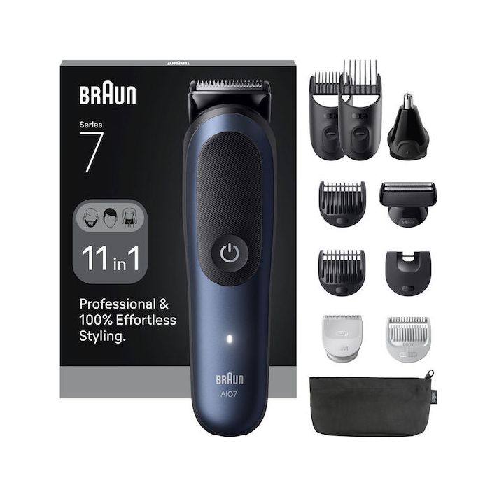 Braun All-in-one Series 7 Σετ Επαναφορτιζόμενης Κουρευτικής Μηχανής Μαύρο AIO7540